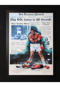 Framed Muhammad Ali Autographed Oversized Limited Edition Painting on Canvas