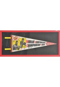 Framed Muhammad Ali & Joe Frazier Autographed Pennant