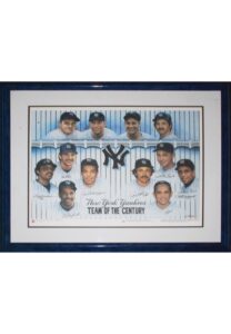 Framed New York Yankees “Team of the Century” Multi-Signed Limited Edition Artist’s Proof Lithograph