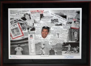 Framed Oversized Limited Edition Signed Joe DiMaggio Lithograph by Simon