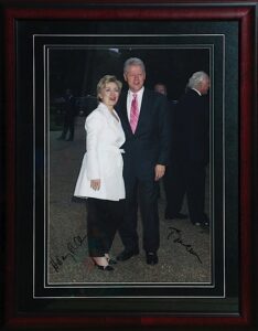 Framed President Bill Clinton & Hillary Clinton Autographed Photo