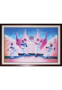 Framed Rickey Henderson, Pete Rose, Hank Aaron and Nolan Ryan Multi-Signed “The Kings” Limited Edition Ron Lewis Printer’s Proof Lithograph