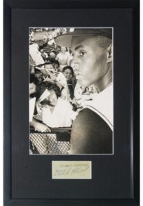 Framed Roberto Clemente Photo with Autographed Cut