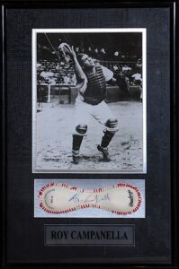 Framed Roy Campanella Autographed Baseball Skin