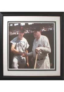 Framed Ted Williams Autographed Photo with Babe Ruth