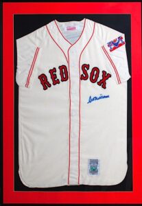 Framed Ted Williams Boston Red Sox Autographed Mitchell & Ness Home Flannel Jersey