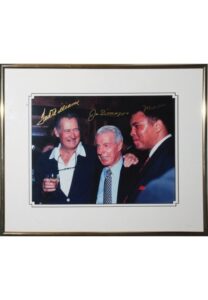 Framed Ted Williams, Joe DiMaggio & Muhammad Ali Autographed Photo