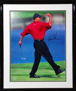 Framed Tiger Woods Autographed “Fist Pump” 16 x 20 Photo