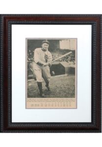 Framed Ty Cobb Single Signed Black & White Full Publication Page