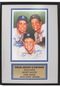 Framed Willie, Mickey & The Duke Autographed Rendering