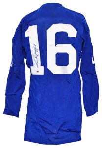 Frank Gifford New York Giants Autographed Replica Jersey, 10/71956 Chicago Cards vs. New York Giants Autographed Program & Joe Pisarcik “Miracle at the Meadowlands” Autographed Framed Photo