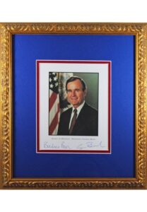 George H.W. Bush & Barbara Bush Dual-Signed Framed Picture Display