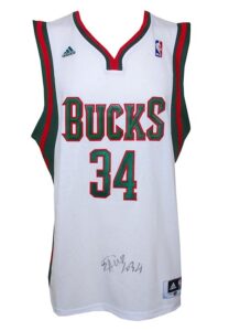 Giannis Antetokounmpo Milwaukee Bucks Autographed Home Jerseys