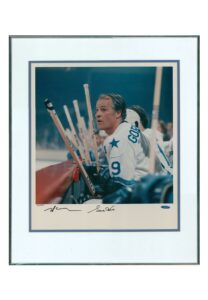 Gordie Howe & Neil Leifer Dual Signed 16×20 Color Print Framed