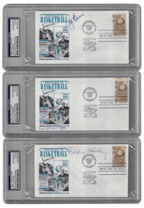 Grouping Of 10 NBA Hall Of Fame Autographed “First Day Cover” Cards