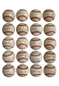 Grouping Of Hall Of Famers & Stars Signed Stat Baseballs