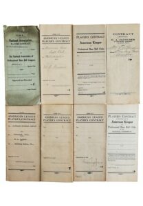 Grouping Of Larry Gardner Professional Players Contracts Including One Signed By Ernest Barnard