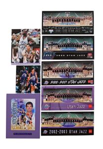 Grouping Of Utah Jazz Team Posters & Autographed Photos From Stockton & Malone