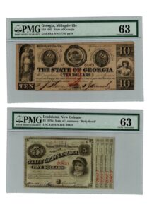 Grouping Of Vintage United States Confederate State Currency Dollars