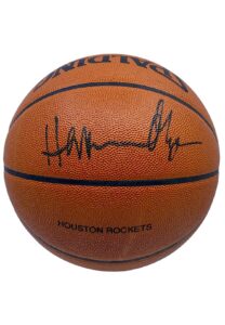 Hakeem Olajuwon Houston Rockets Single-Signed Official Game Basketball