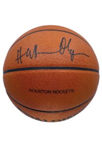 Hakeem Olajuwon Houston Rockets Single-Signed Official Game Basketball