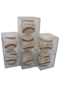 Hall Of Fame American League Starting Pitchers Single-Signed OAL Baseballs Including Wynn, Ford, Feller & Others