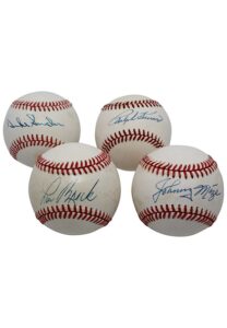 Hall Of Fame National League Outfielders Single-Signed ONL Baseballs Including Brock, Kiner & Others