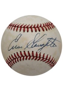 Hall Of Fame Outfielders Single-Signed Baseballs Including Slaughter, Musial & Others