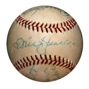 Hall of Fame Superstars Autographed Baseball w/ Ott, Cobb, Speaker, Foxx, Waner & Others