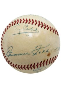 Hall Of Famers Multi-Signed OAL Baseball Including Cobb, Foxx, Speaker, Vance & More