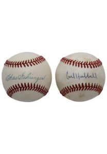 Hall Of Famers Single-Signed Baseballs – Gehringer & Hubbell