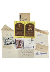 Hall Of Famers & Stars Signed Cuts, Postcards & More Including Mantle & Maris