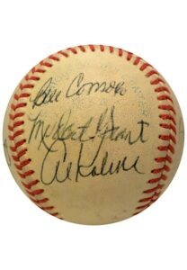 Hall Of Famers & Stars Signed OAL With Kaline, Spahn, Kell, Mudcat, Anderson & More