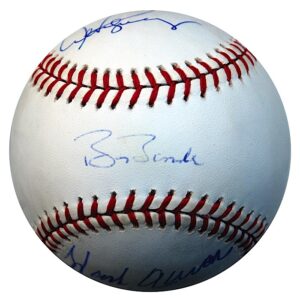 Hank Aaron, Barry Bonds & Alex Rodriguez Autographed Baseball