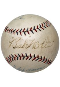 Hank Aaron & Lefty Leifield Multi-Signed OAL Baseball W/ Clubhouse Ruth