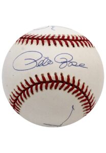 Hank Aaron, Nolan Ryan, Rickey Henderson & Pete Rose Multi-Signed ONL Baseball