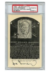 Hank Greenberg Signed HOF B&W Plaque Postcard