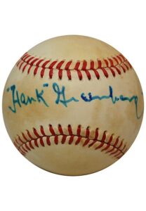 Hank Greenberg Single-Signed OAL Baseball