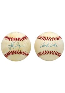 Harold Baines & Chuck Porter, Vida Blue & Dock Ellis Dual-Signed Baseballs