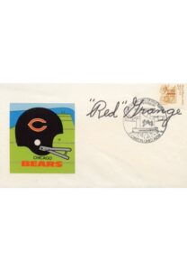 Harold Edward “Red” Grange Autographed First Day Cover & Sid Luckman Autographed Cut