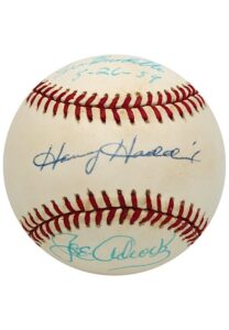 Harvey Haddix, Joe Adcock, Hank Aaron, Felix Mantilla & Lew Burdette Multi-Signed Baseball