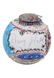 Henry Hill Autographed Charles Fazzino Art Baseball & Three 2010-11 Original Henry Hill Paintings