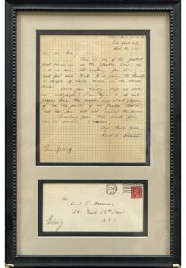 High-Grade 1927 Lou Gehrig NY Yankees Autographed Framed Letter & Envelope From Young Autograph Seeker