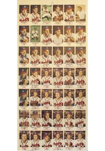 High Grade 1954 Johnston Cookies Braves Uncut Sheet