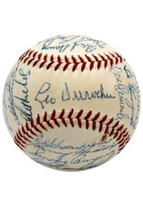 High Grade 1955 NL All-Stars Team-Signed ONL Baseball Including Mays, Aaron, Musial