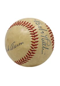 High Grade Babe Ruth & Hank Aaron Dual-Signed ONL Baseball