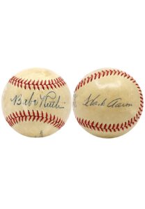 High Grade Babe Ruth & Hank Aaron Dual-Signed ONL Baseball