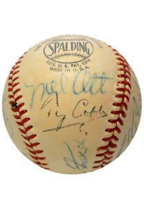 High Grade MLB HOFers Multi-Signed ONL Baseball Including Cobb, Foxx, Young, Kid Nichols, Hornsby & Many More