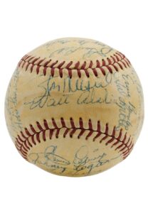 HOF Multi-Signed ONL Baseball with Banks, Musial, Alston, Spahn & Matthews