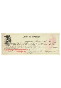 Honus Wagner Autographed Personal Bank Check